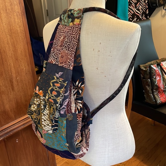 Handmade mixed print backpack purse - Picture 2 of 8